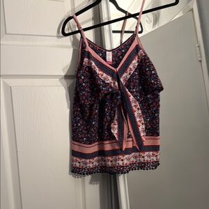 No Boundaries Black and Pink Ruffled Camisole